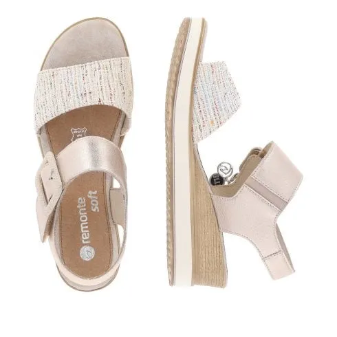 Remonte D6453-31 | Leniella Elle | White/Copper Leather | Womens Wedge Sandals