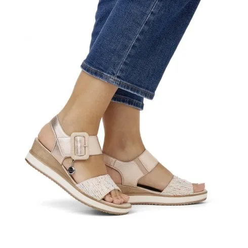 Remonte D6453-31 | Leniella Elle | White/Copper Leather | Womens Wedge Sandals