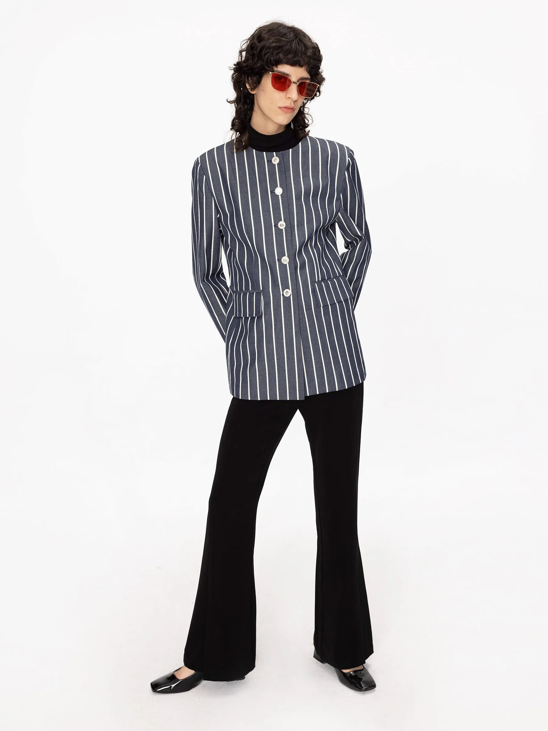 Round Neck Striped Jacket