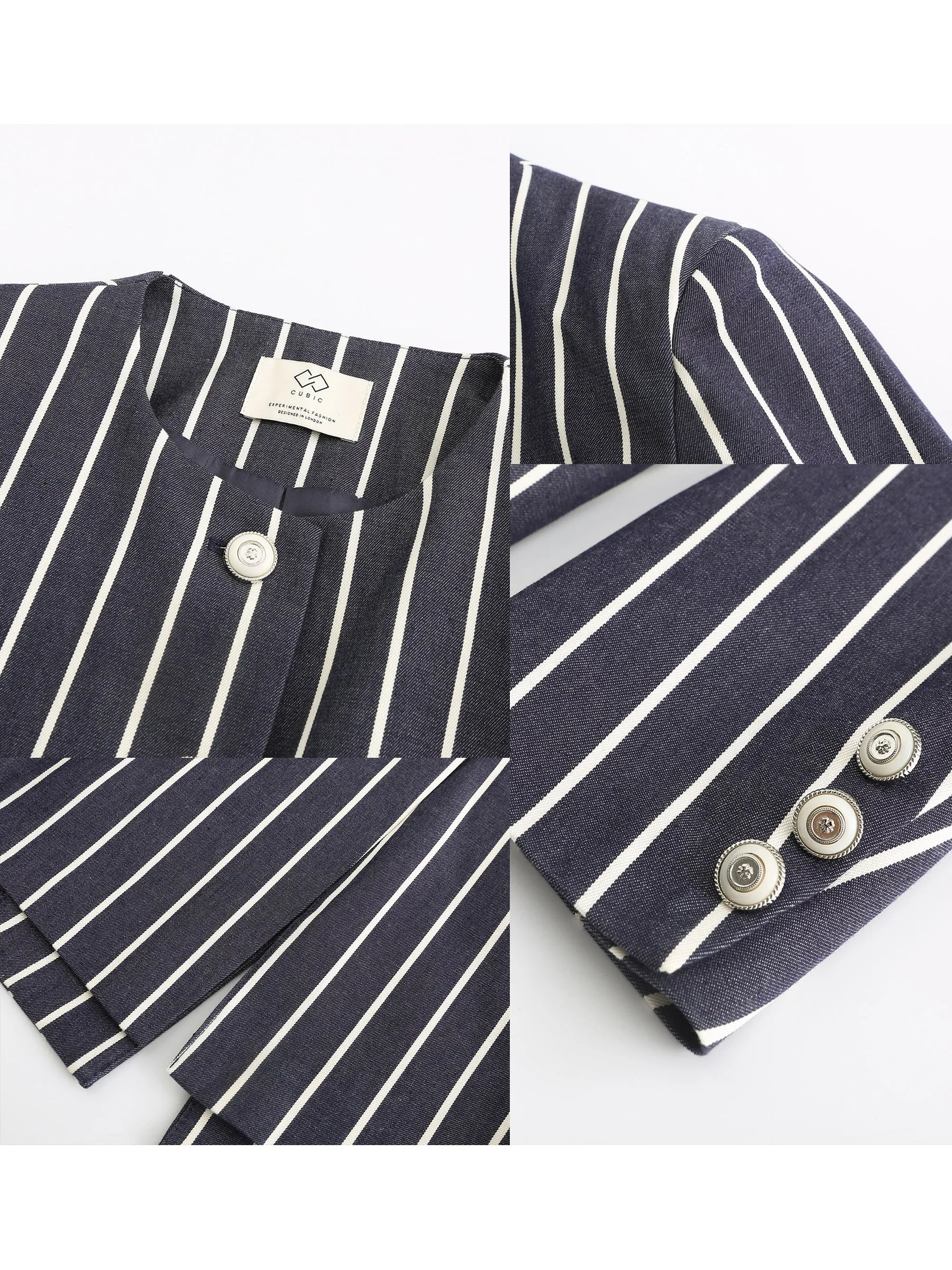 Round Neck Striped Jacket