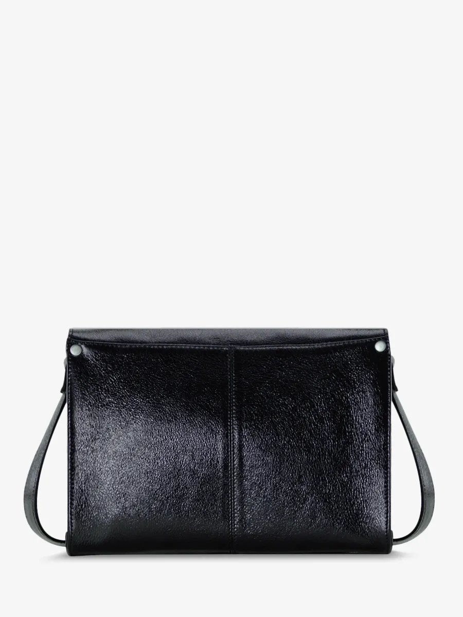 Shimmering Black Leather Shoulder Bag for Women - L'Indispensable Eclipse | PAUL MARIUS