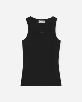 Soft Cotton Rib Tank Top - Black