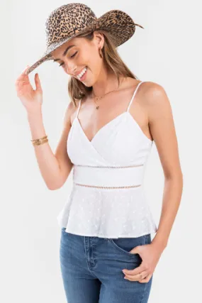 Sophia Ladder Trim Tank Top White