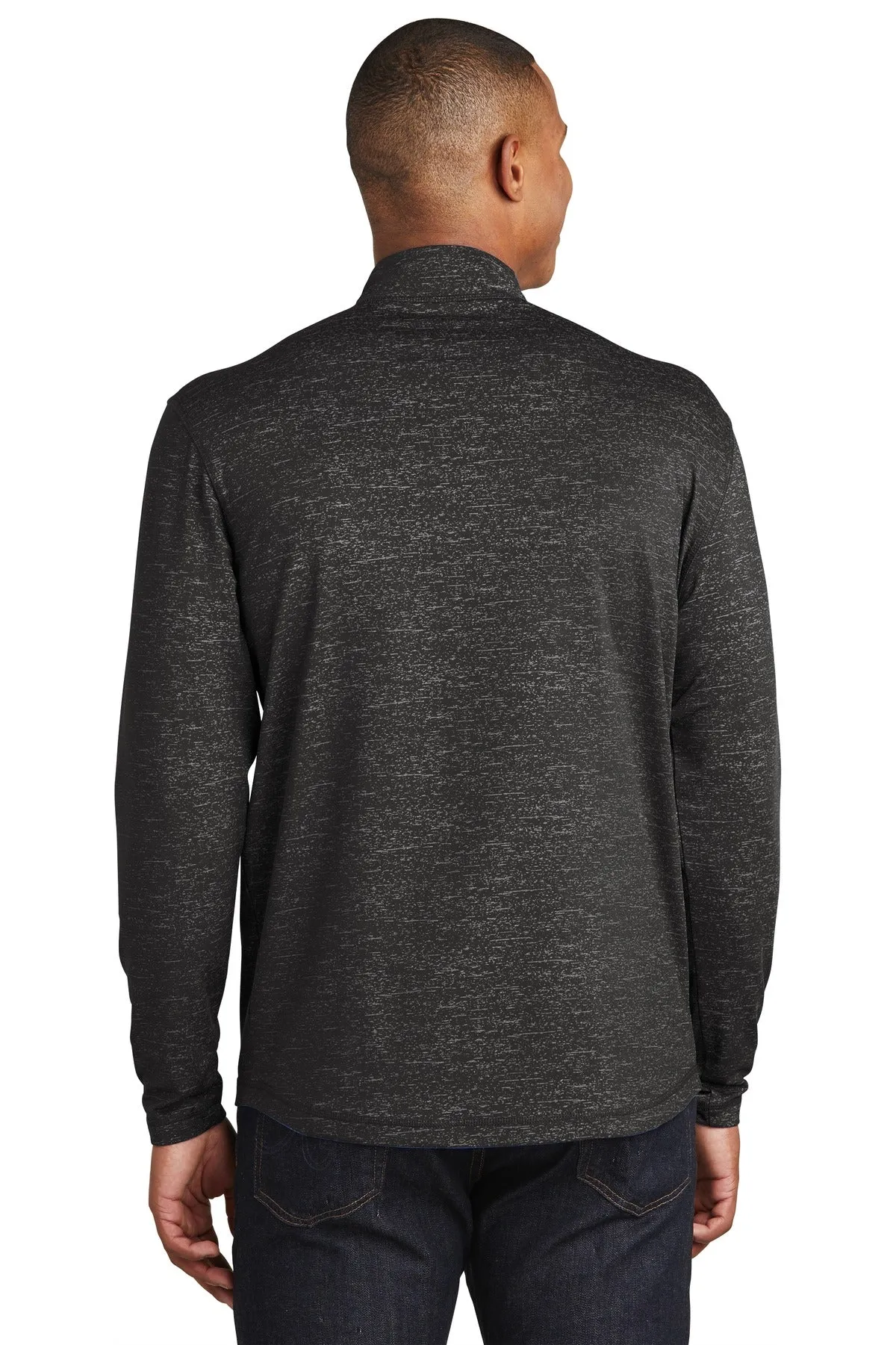 Sport-Tek Men's Sport-Wick Stretch Reflective Heather 1/2-Zip Pullover