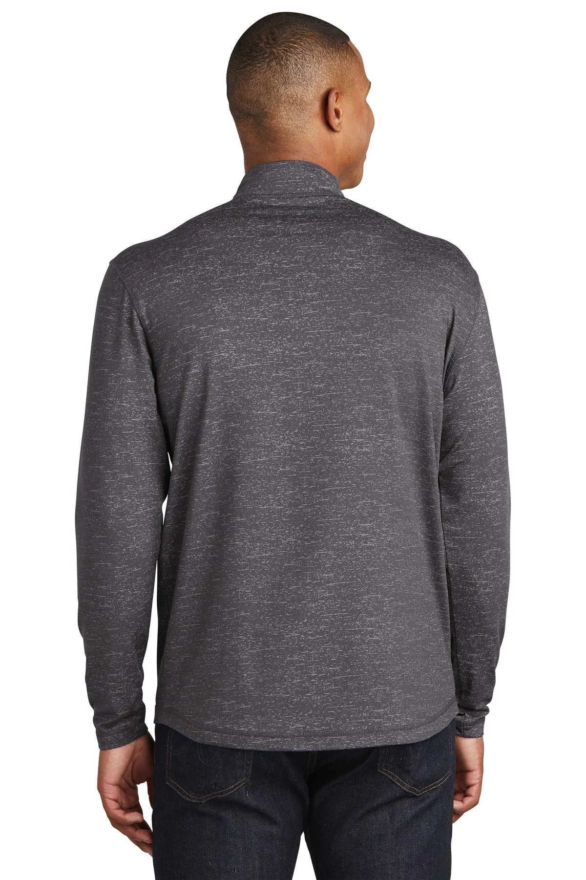 Sport-Tek Men's Sport-Wick Stretch Reflective Heather 1/2-Zip Pullover