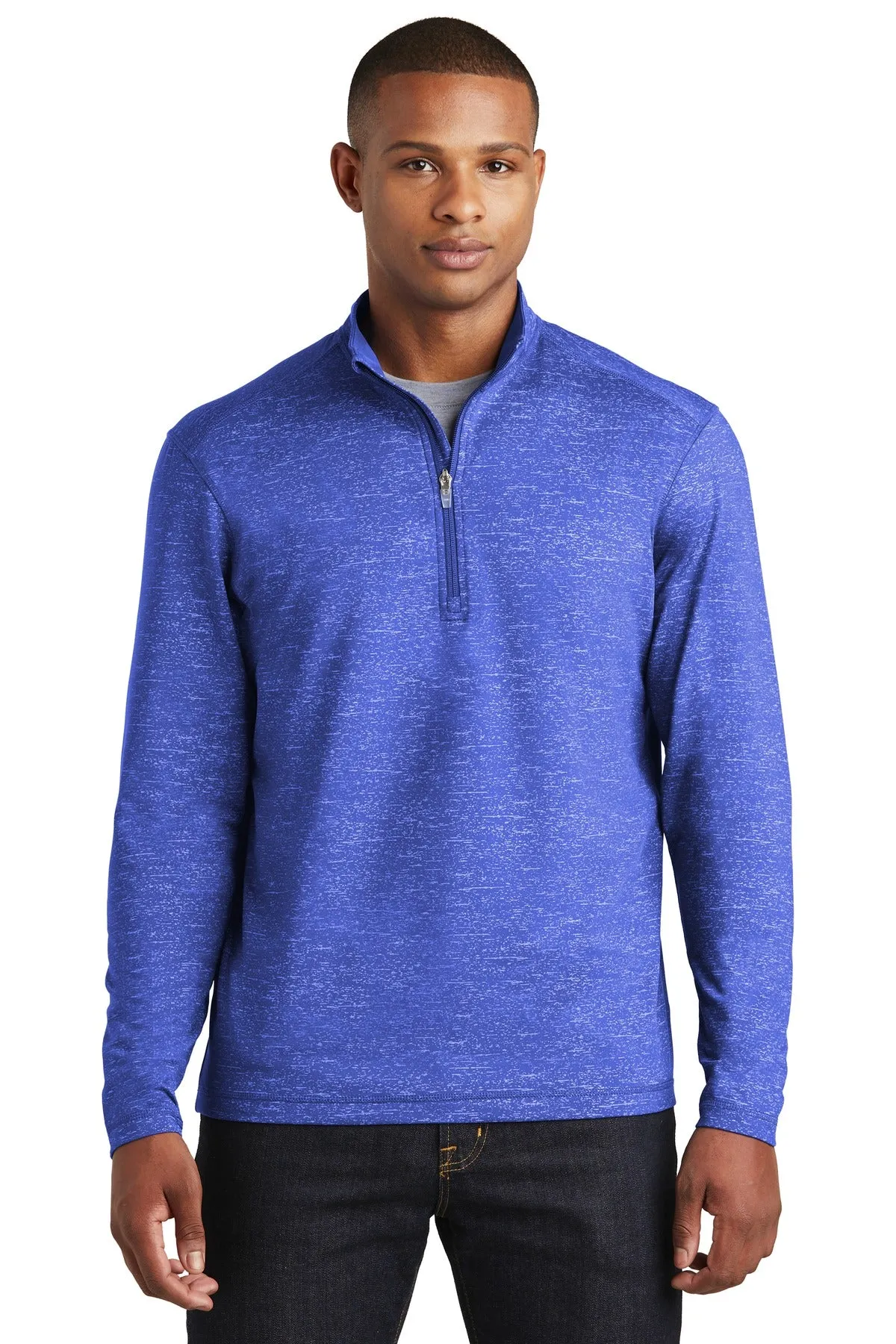 Sport-Tek Men's Sport-Wick Stretch Reflective Heather 1/2-Zip Pullover