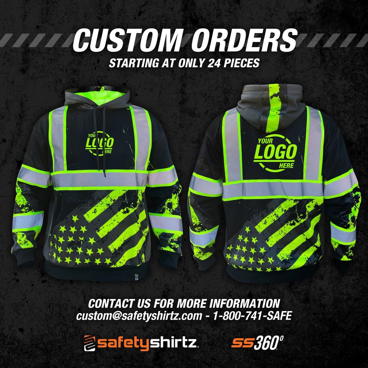 SS360º Enhanced Visibility American Grit Stealth Safety Hoodie