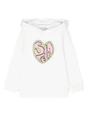 STELLA MCCARTNEY KIDS White Hoodie with Applied Stella Graphic