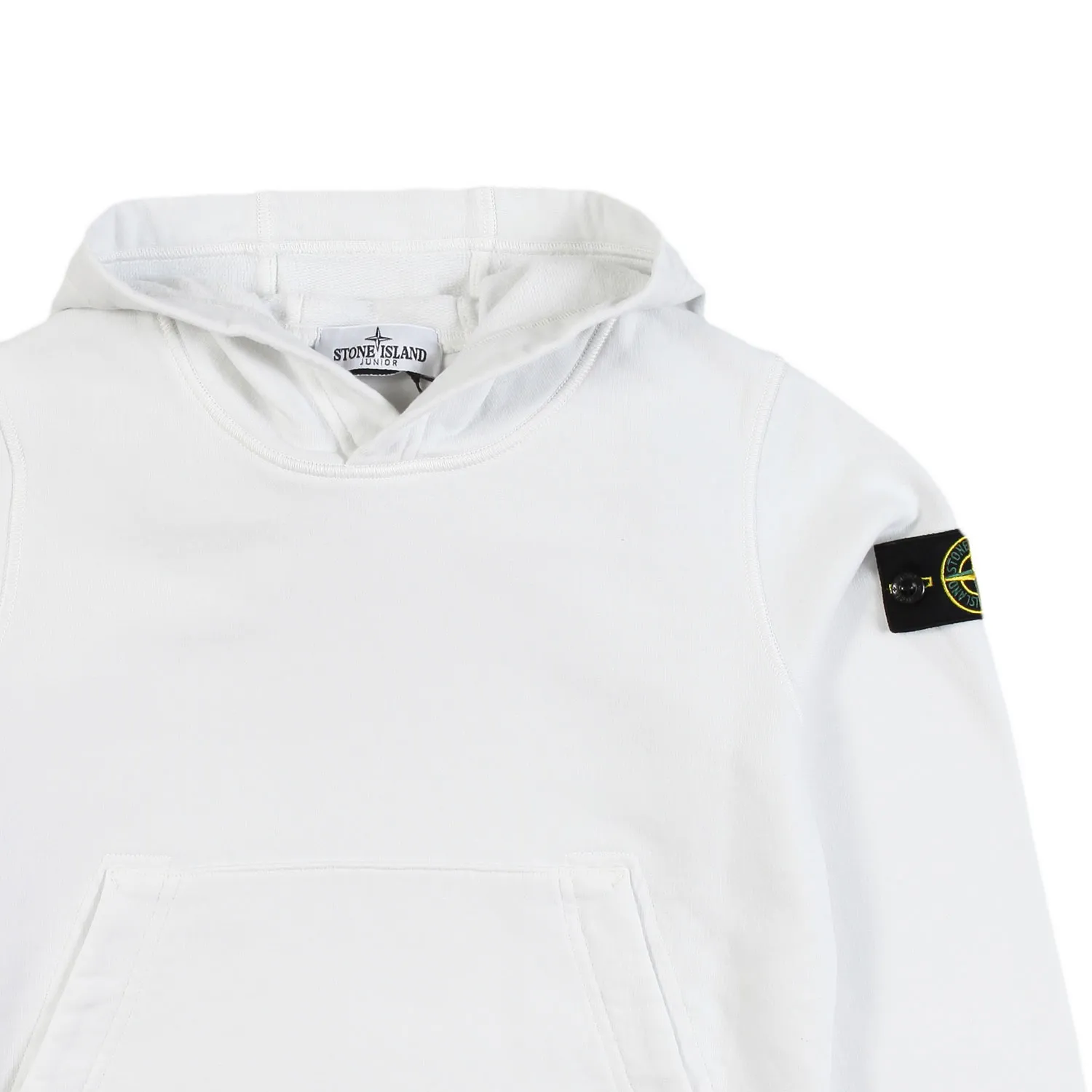 Stone Island White Hoodie With Stone Island Compass Patch