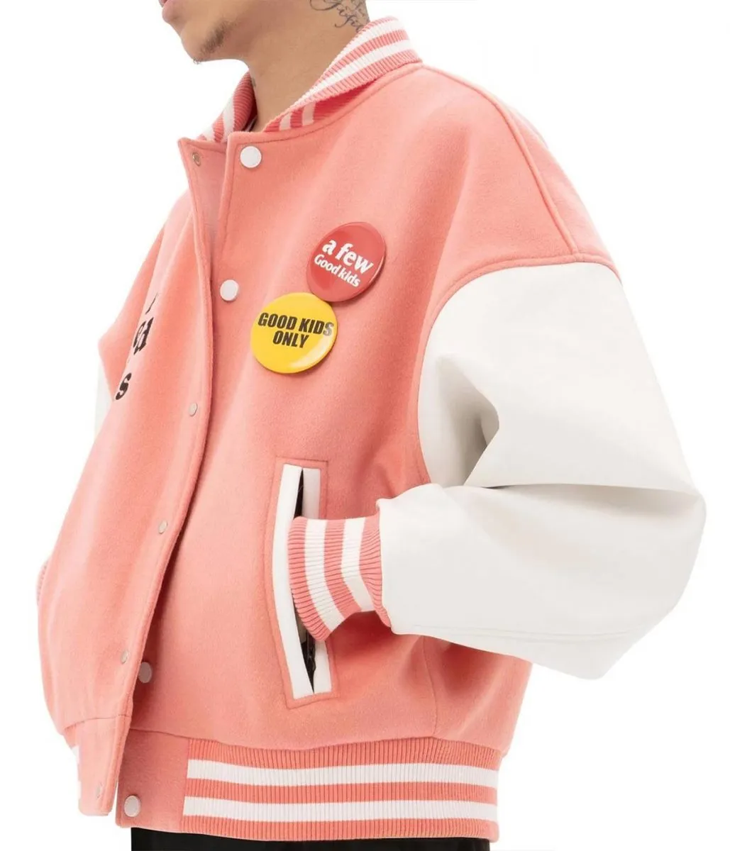 Strike A Few Good Kids Varsity White/Pink Jacket