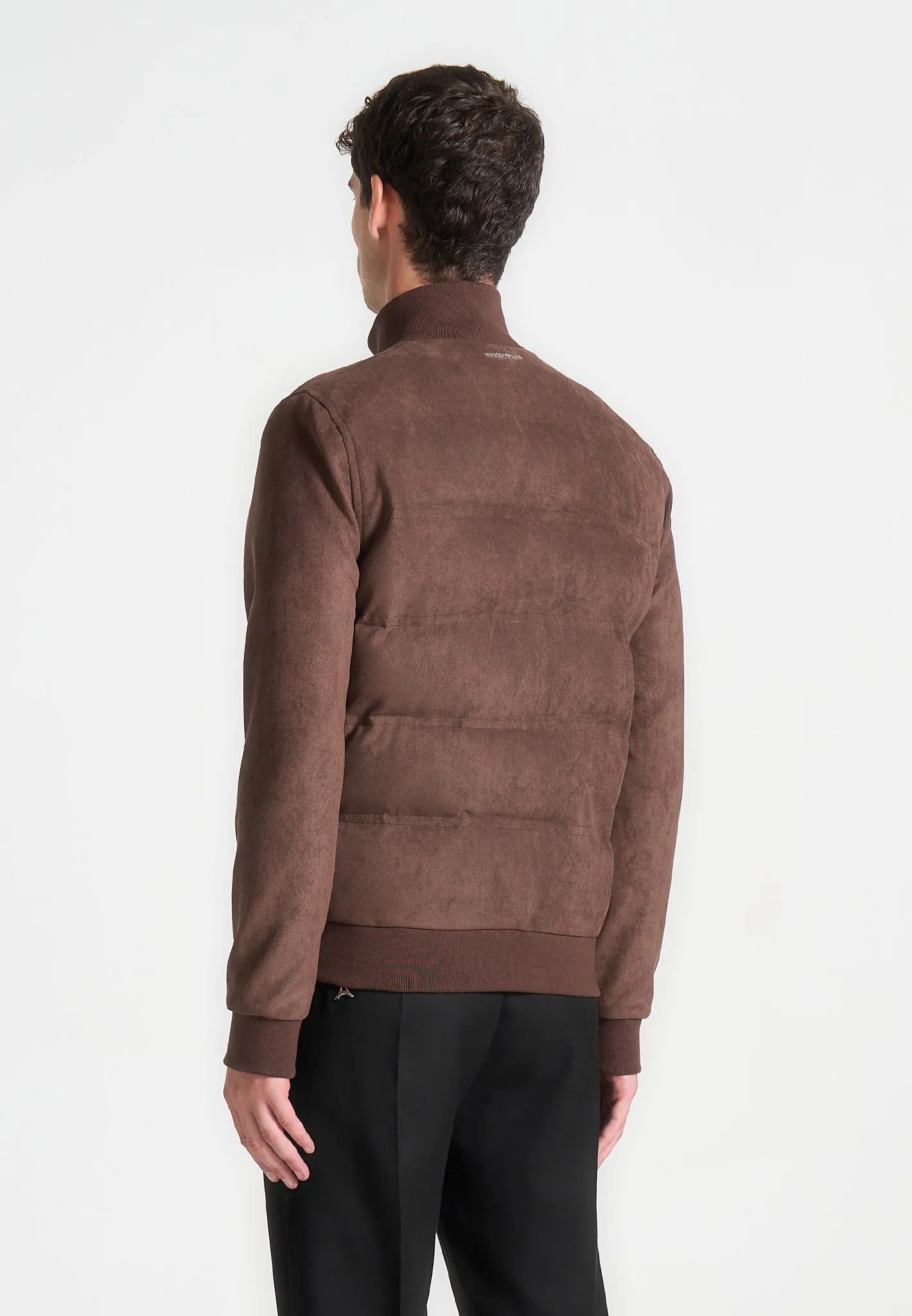 Suede Padded Jacket - Brown