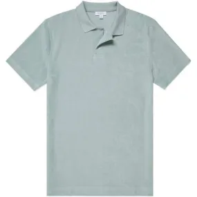 Sunspel Terry Polo Shirt - Dusky Green