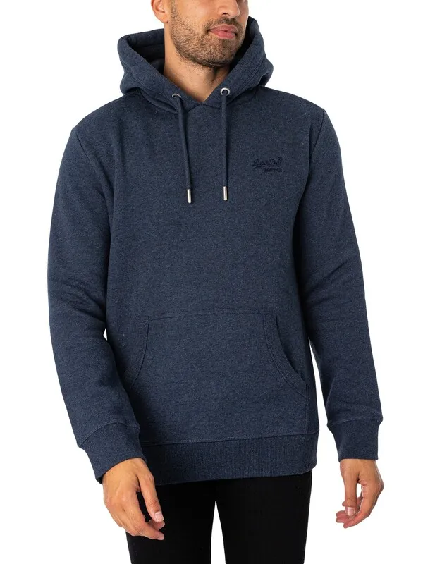 Superdry Essential Logo Pullover Hoodie - Vintage Navy Marl