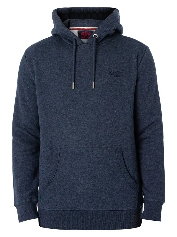 Superdry Essential Logo Pullover Hoodie - Vintage Navy Marl