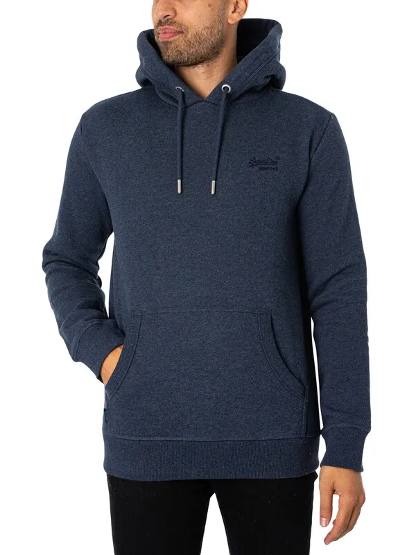 Superdry Essential Logo Pullover Hoodie - Vintage Navy Marl