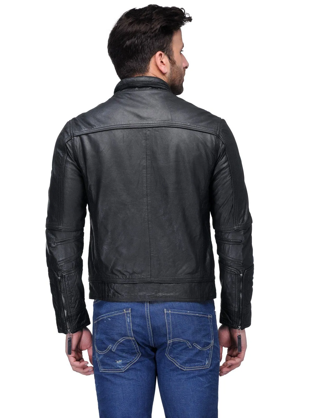 Teakwood Black Mens Genuine Leather Jacket