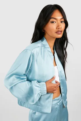 Textured Matte Satin Bomber Jacket