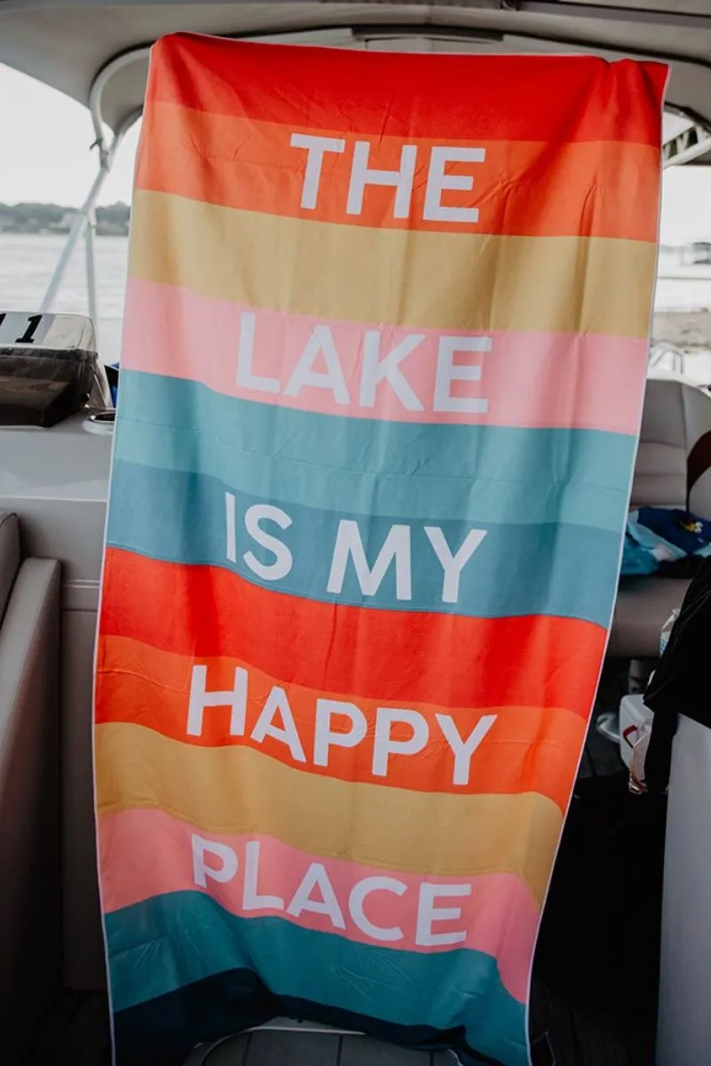 The Lake is My Happy Place Quick Dry Beach Towels