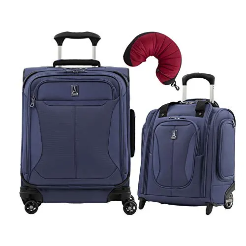 Travelpro Tourlite 2-Piece Set: Intl' Carry-On Spinner & Underseat Bag With Travel Pillow (Blue)