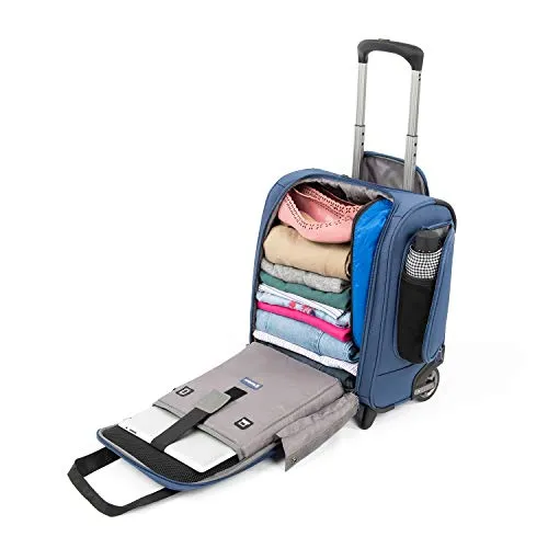 Travelpro Tourlite 2-Piece Set: Intl' Carry-On Spinner & Underseat Bag With Travel Pillow (Blue)