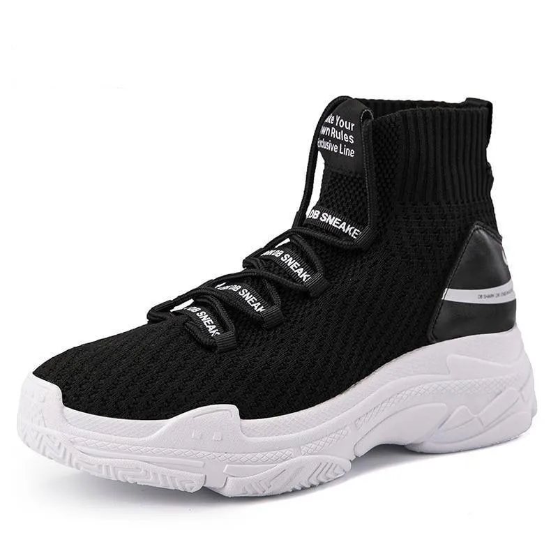 Unisex Knit Shark Sneakers Chunky Breathable High Top Running Shoes