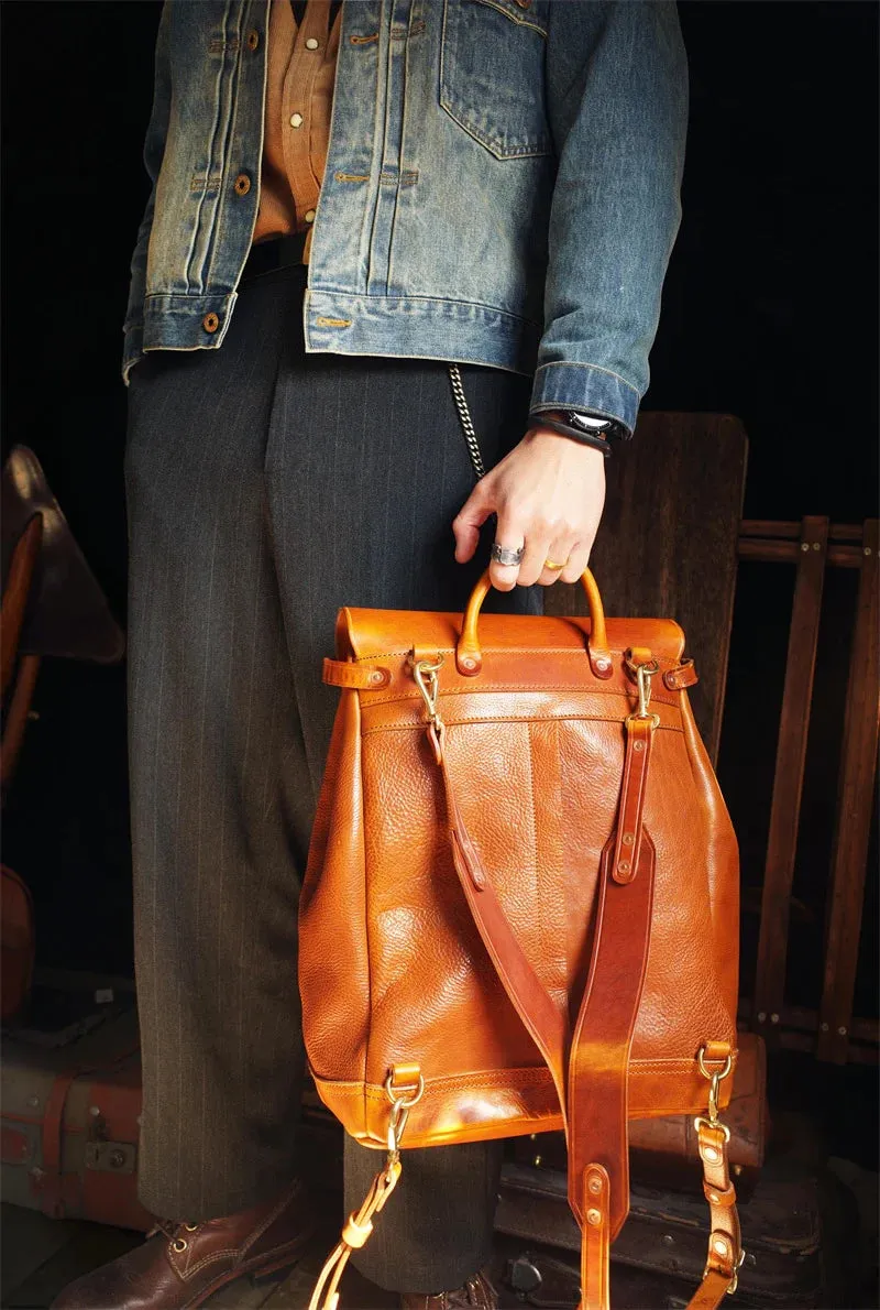 Unisex Vintage Genuine Leather Hand Dyed Laptop Travel Portable Bag