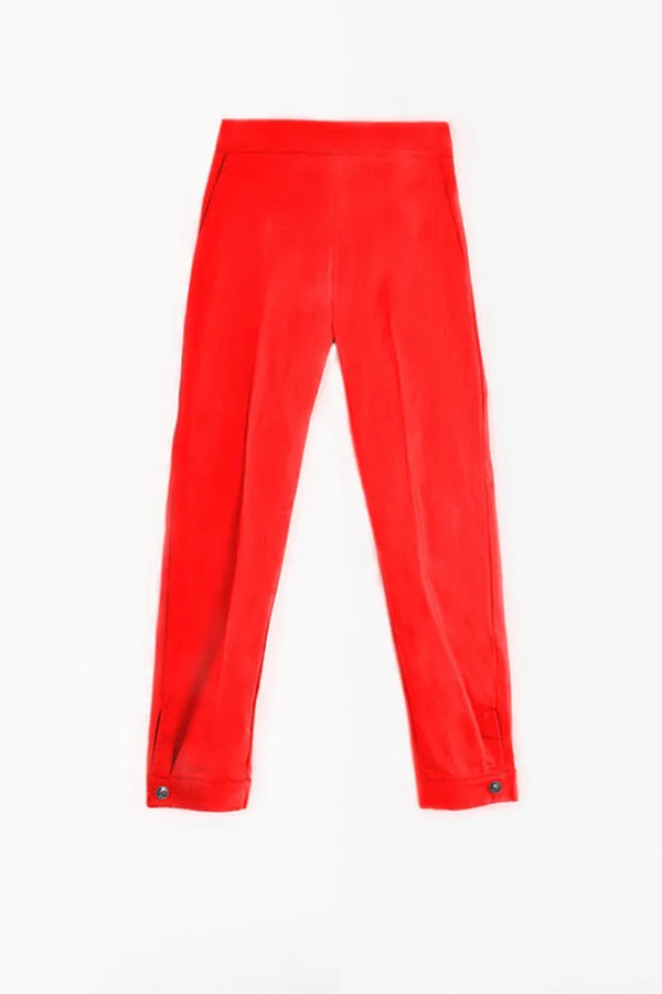 Vilagallo CHANTAL CORAL RED POPLIN TROUSERS