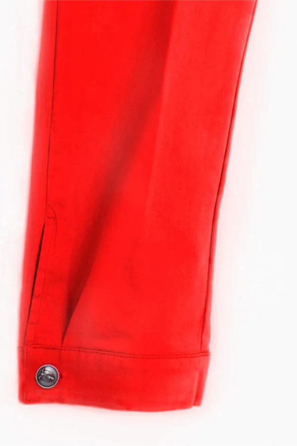 Vilagallo CHANTAL CORAL RED POPLIN TROUSERS