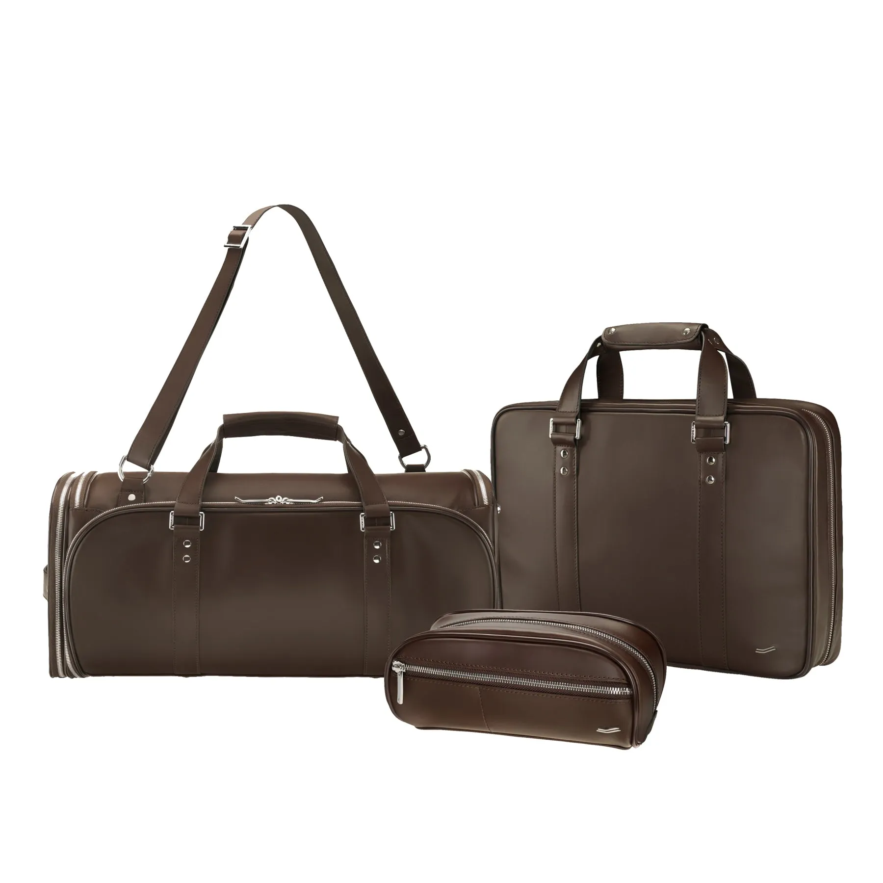 Vocier 3-Piece Travel Set Leather Travel Bag, Leather Breifcase & Dopp Kit