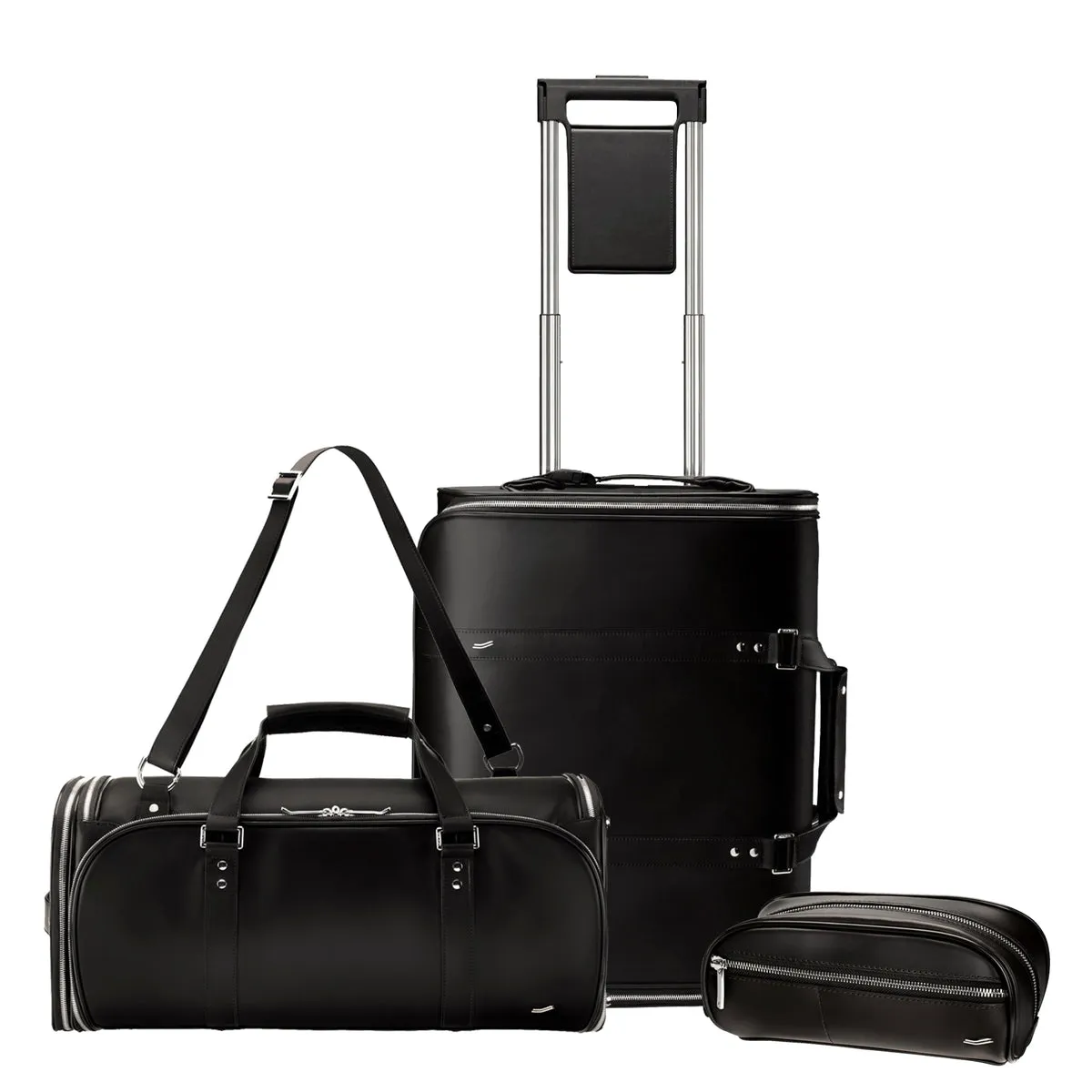 Vocier 3-Piece Travel Set Zero Crease System, Leather Travel Bag & Dopp Kit