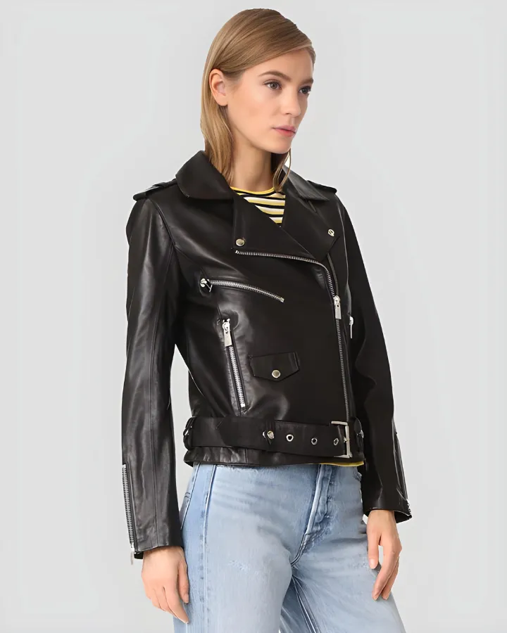 Whitley Black Biker Leather Jacket