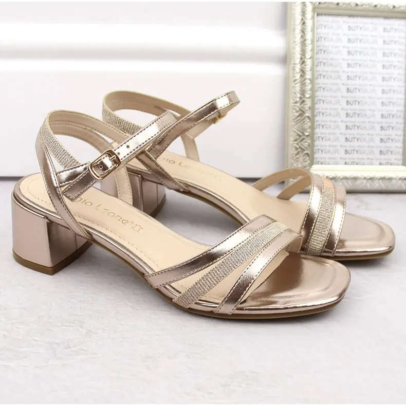 Women's gold patent high-heeled sandals Sergio Leone SK046 golden