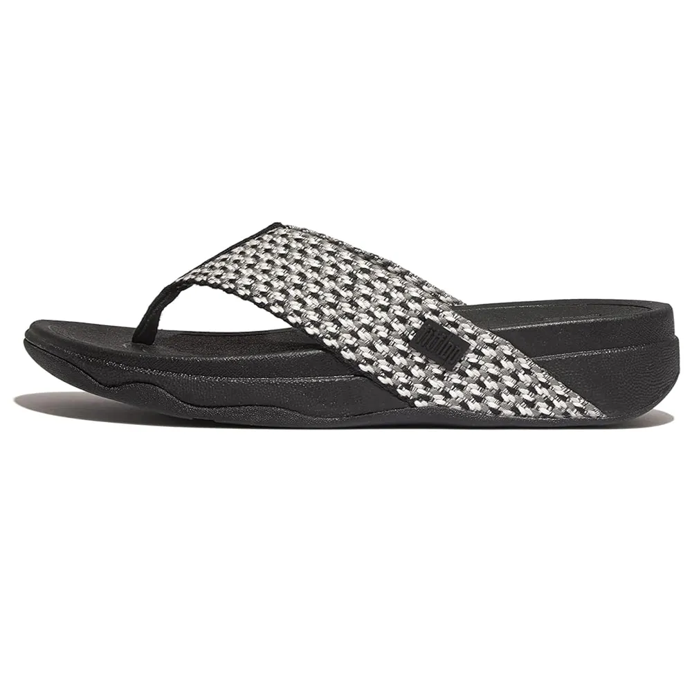 Women's Fitflop Surfa Multi-Tone Webbing Toe Post Sandals Color: Black