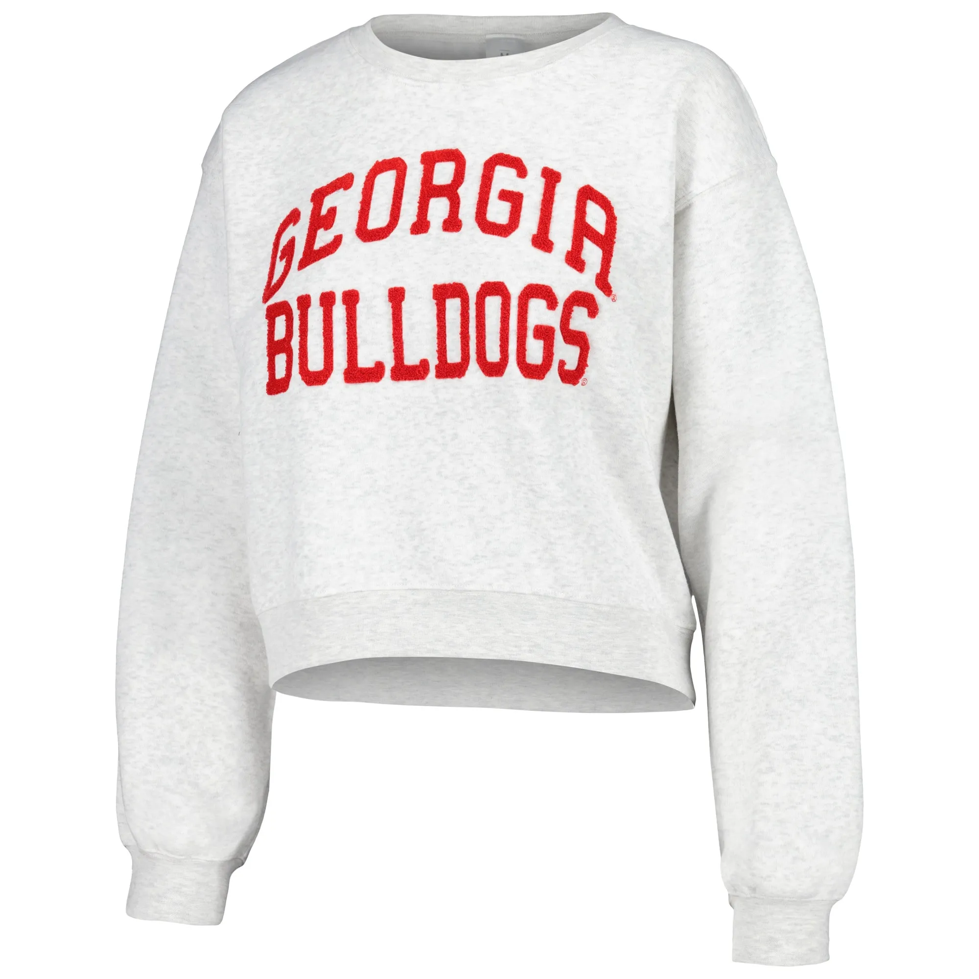 Women's ZooZatz Oatmeal Georgia Bulldogs Core Chenille Cropped Pullover Sweatshirt