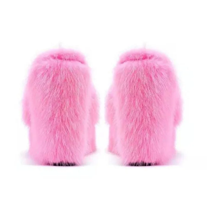 Y2K Aesthetic Fur Sandals