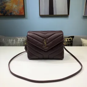 Yves Saint Laurent Loulou Mini Shoulder Bag Burgundy  7in/18cm