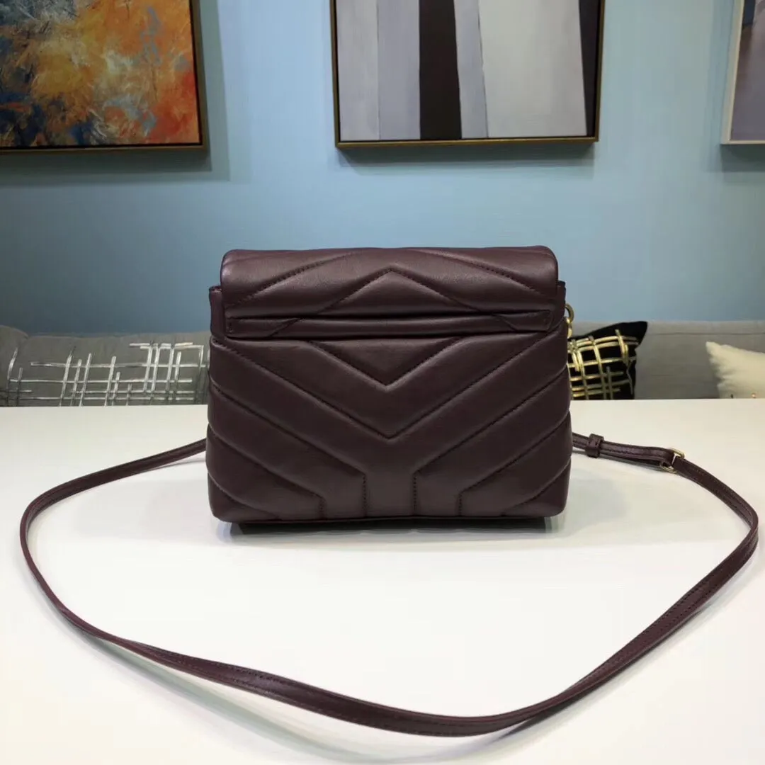 Yves Saint Laurent Loulou Mini Shoulder Bag Burgundy  7in/18cm