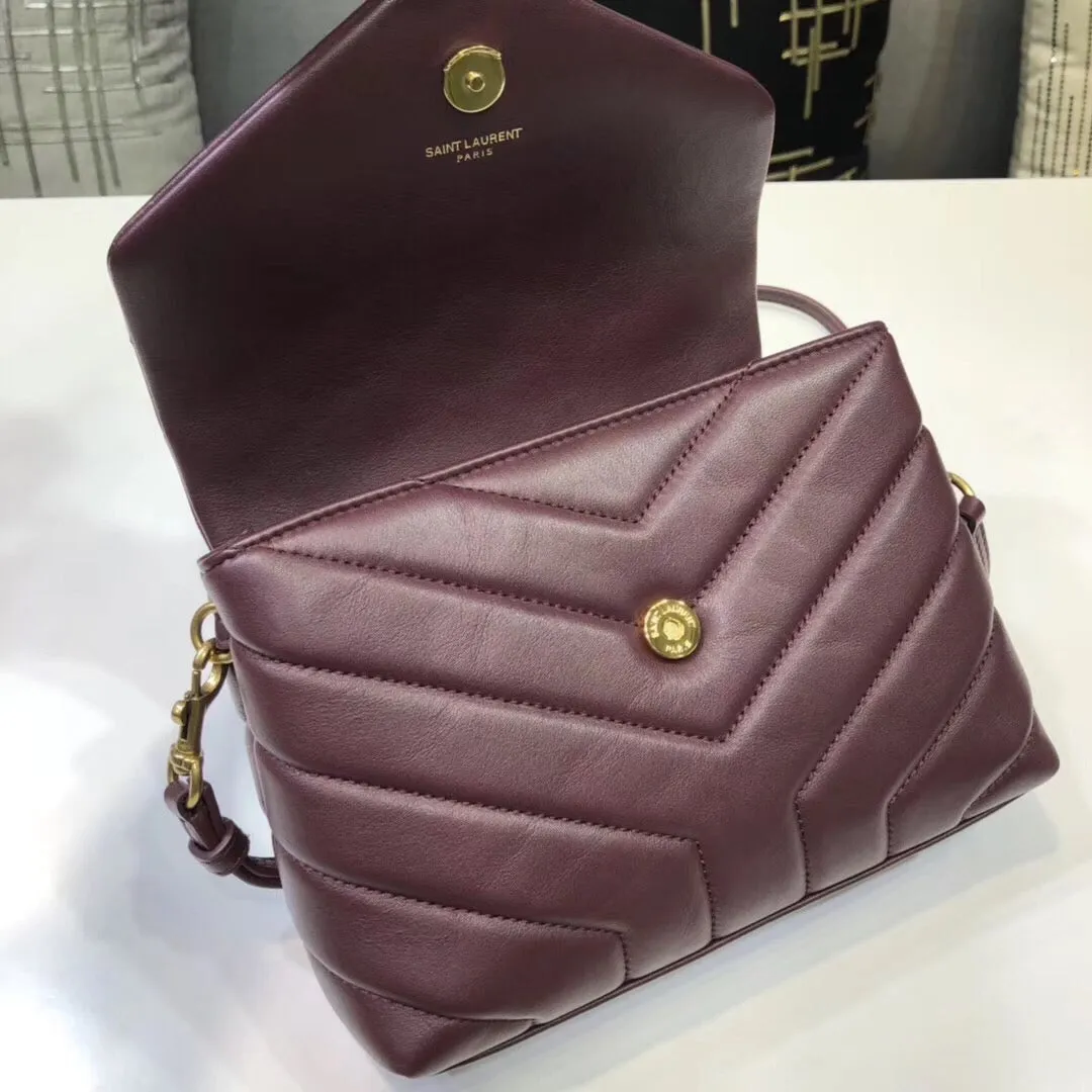 Yves Saint Laurent Loulou Mini Shoulder Bag Burgundy  7in/18cm