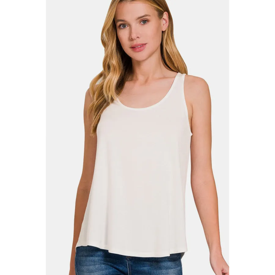 Zenana Round Neck Flowy Hem Tank