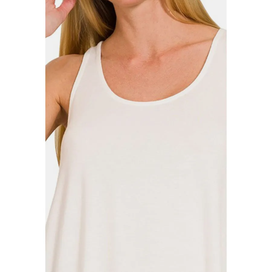 Zenana Round Neck Flowy Hem Tank